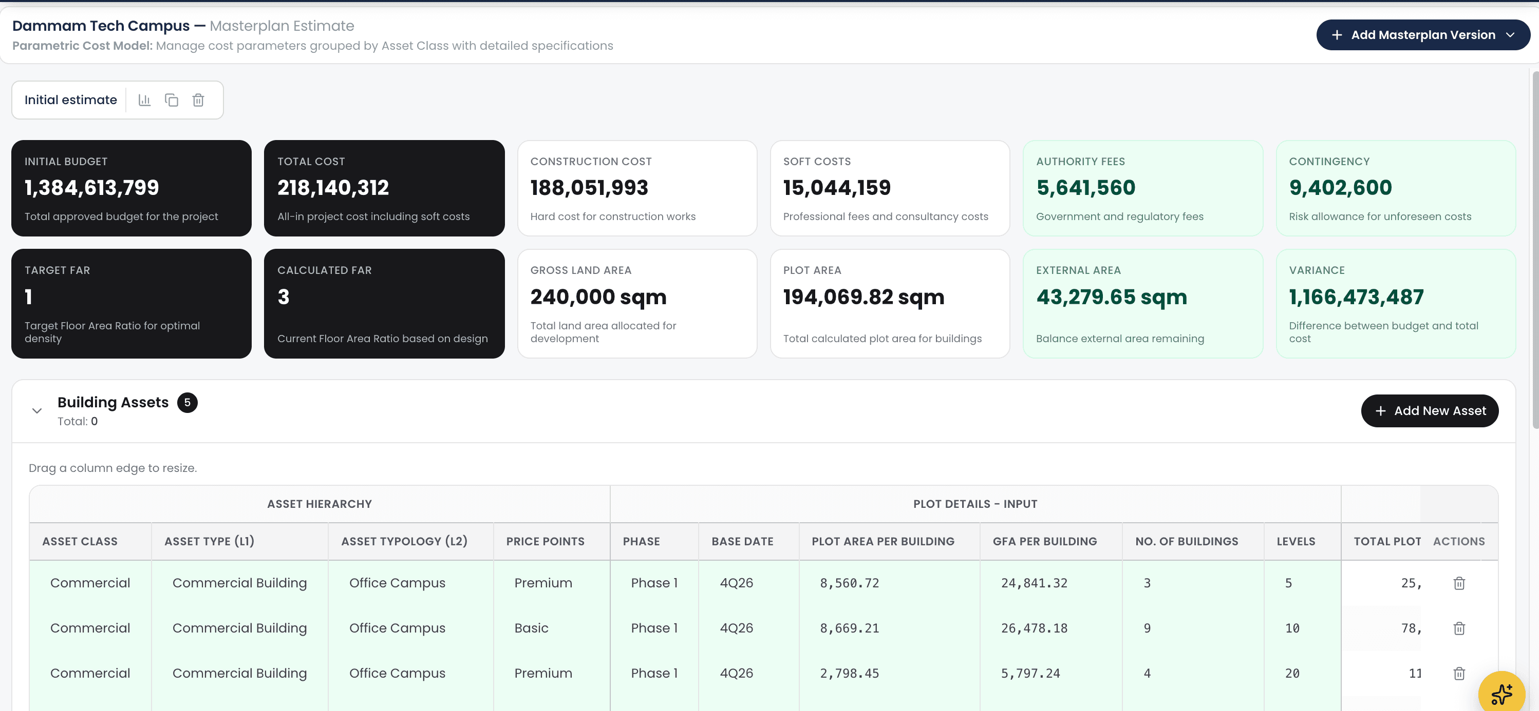 ioMaster platform preview — Masterplan and building assets